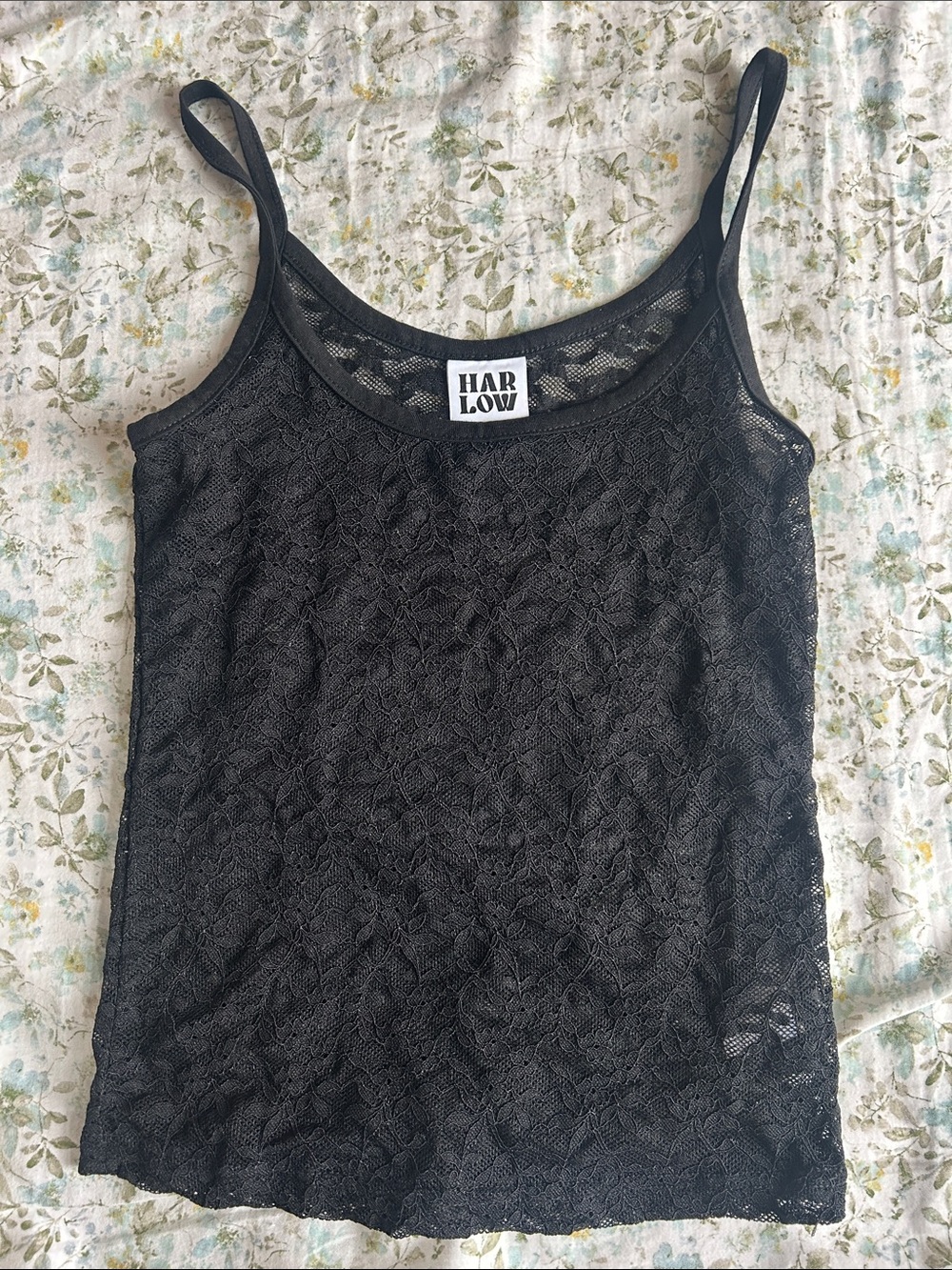 Harlow Black Lace Camisole Tank with Spaghetti Straps
